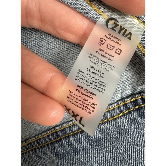 Zyia Denim Jacket Womens XXL Stretch Blue Faded Indigo Cotton & Spandex - Picture 5 of 5